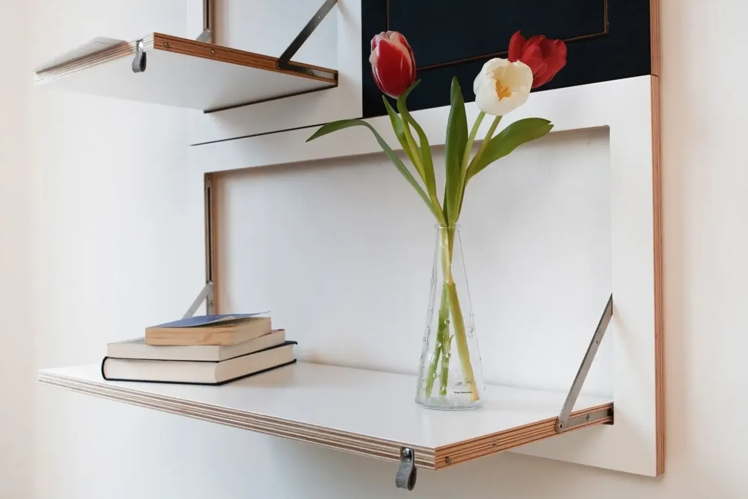 Ambivalenz - Fläpps Hylde - 80 x 40 cm - Hvid birk