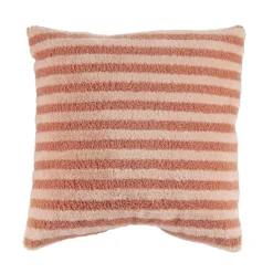 Bahne - Plys stribet pude inkl. Indre - koral