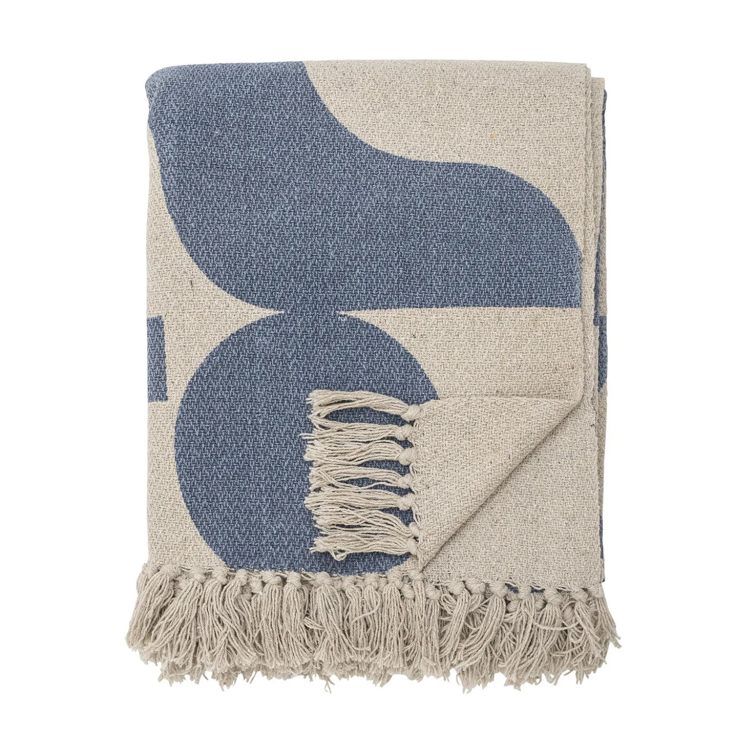 Bloomingville - Agno Plaid, Blå, Genanvendt Bomuld