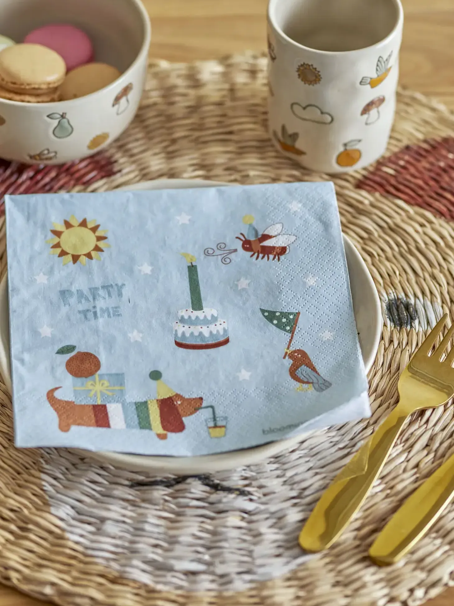 Bloomingville - Charlie Serviet, Blå, FSC® Mix, Papir