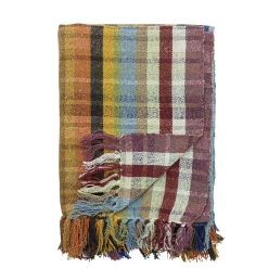 Bloomingville - Elmy Plaid, Orange, Genanvendt Bomuld