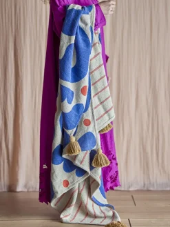 Bloomingville - Eviaya Plaid, Blå, Genanvendt Bomuld