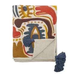 Bloomingville - Horus Plaid, Orange, Genanvendt Bomuld