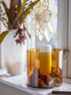 Bloomingville - Kahlah Lysestage, Brun, Genanvendt Glas