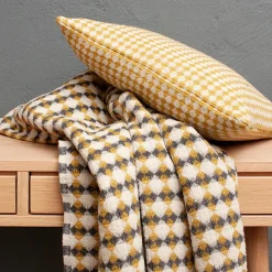 Burel Factory - Azulejo Biocolor - Plaid/tæppe - Grey og Mustard Yellow/Gul