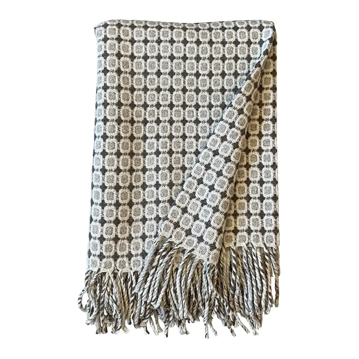 Burel Factory - Vintage plaid/tæppe - Mørkegrå mønstret - 180x130 cm