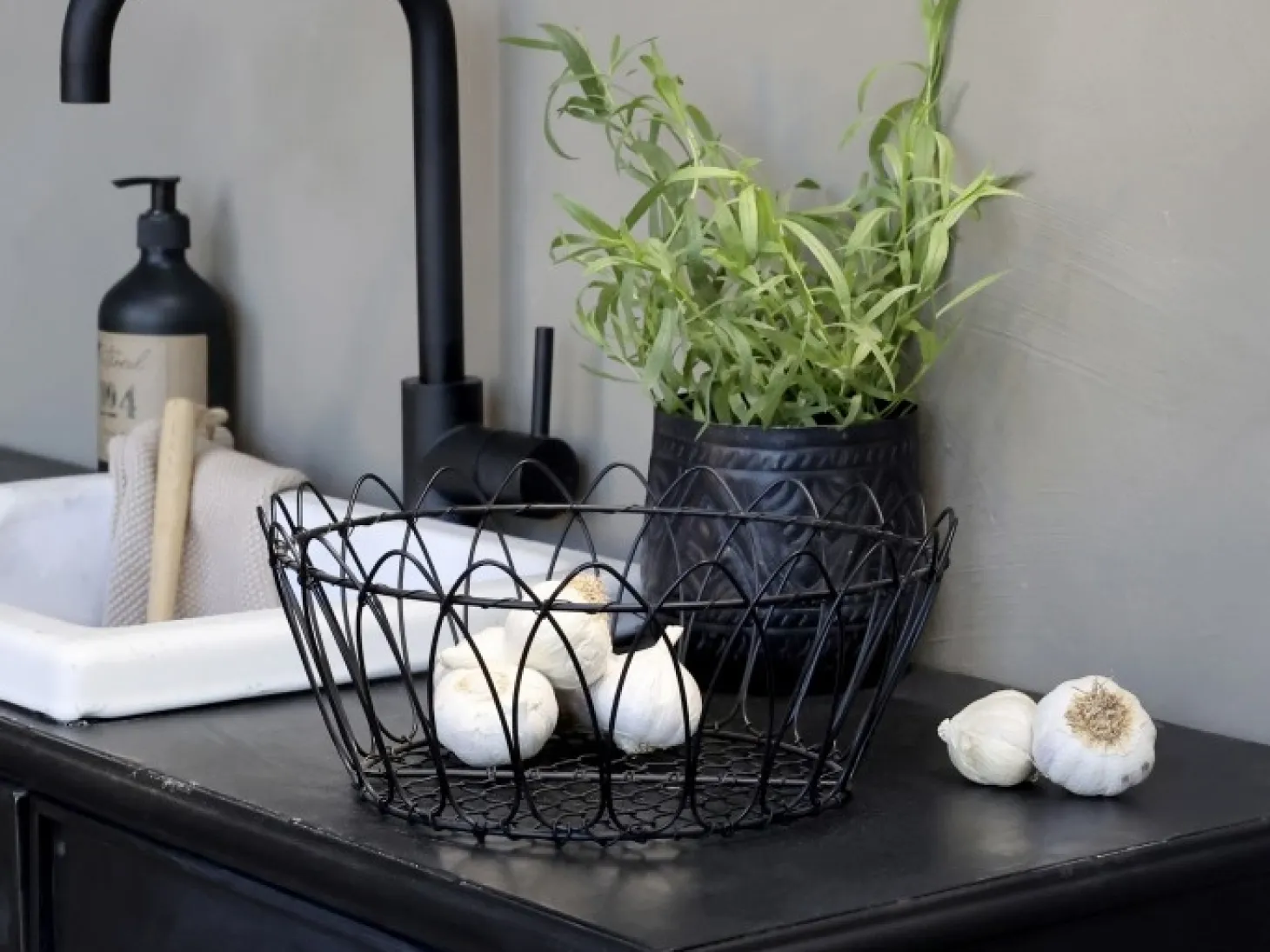 Chic Antigue - Kurv - fil de fer - Sort - Ø 27 cm