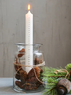 Chic Antique - Krone Kalenderlys - Hvid m. Guld tal