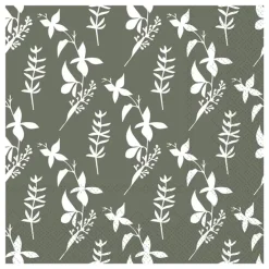 Chic Antique - Serviet - Blomster - 16x16 cm - Mos grøn