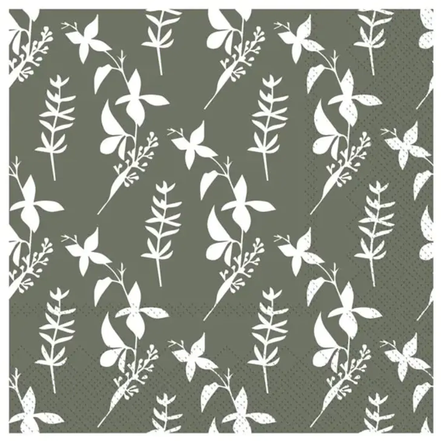 Chic Antique - Serviet - Blomster - 16x16 cm - Mos grøn