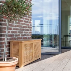 Cinas - Opbevaringsbænk, Teak, 90x30x48 cm