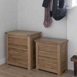 Cinas - Opbevaringsboks m. jalousi, stor, teak