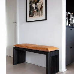 Cinas - Rib bænk 104x35cm mahogni mat sort