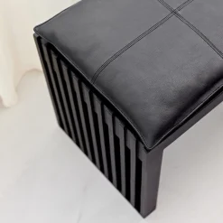 Cinas - Siddepude til 2-pers Rib bænk sort læder