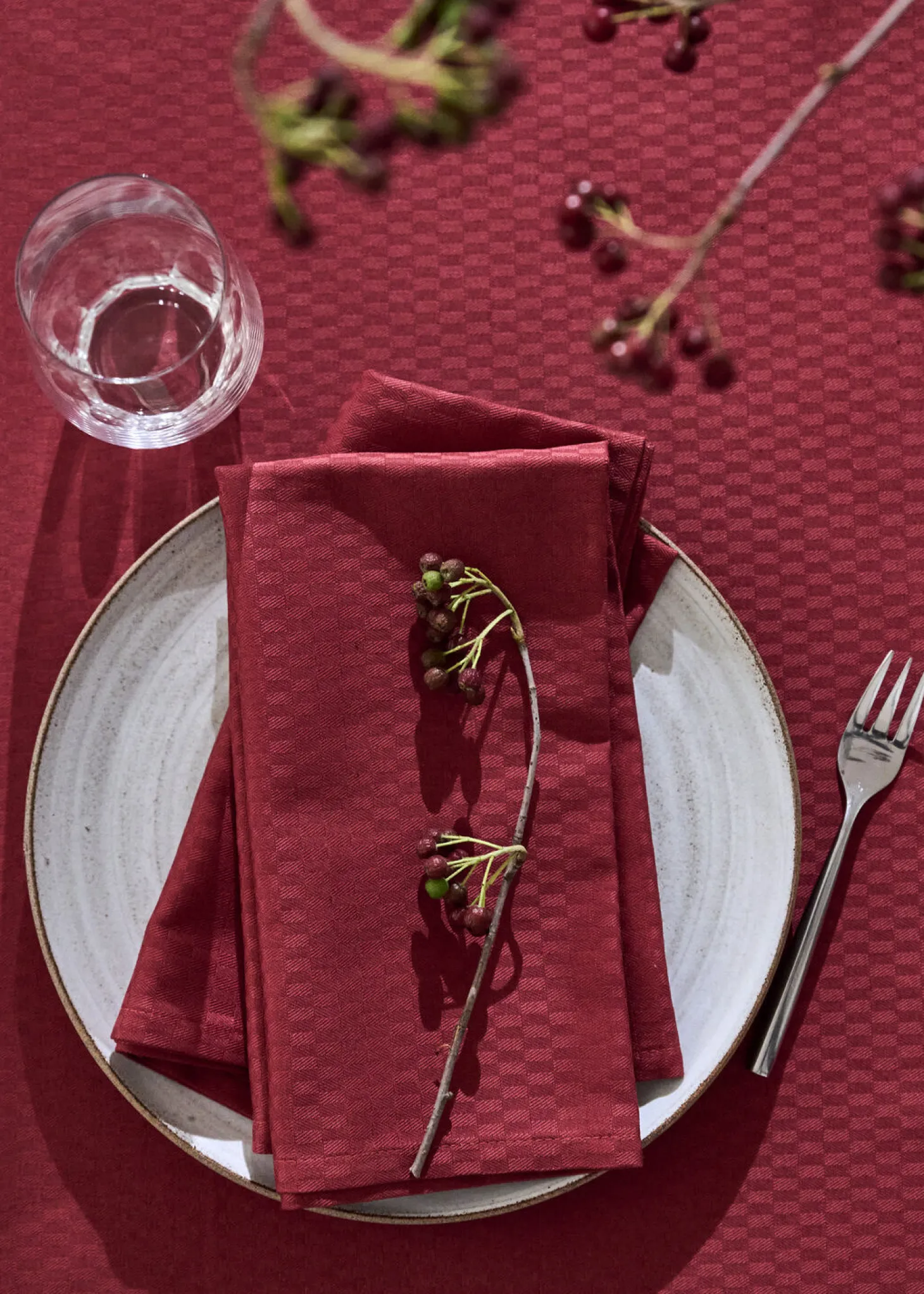 Compliments - Serviet - Tile Damask Napkin 45x45 cm - 4 pack - Vinrød