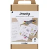 Creativ Company - DIY Kit Tegning, pastelfarver, Blandede figurer, 1 pk.