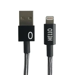 Design Letters - IPhone oplader kabel - "O" - Sort/Hvid