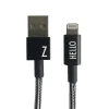 Design Letters - IPhone oplader kabel - "Z" - Sort/Hvid
