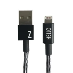 Design Letters - IPhone oplader kabel - "Z" - Sort/Hvid