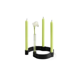 Ekta Living - Lysestage i læder - Belt 4 Candles - Sort læder
