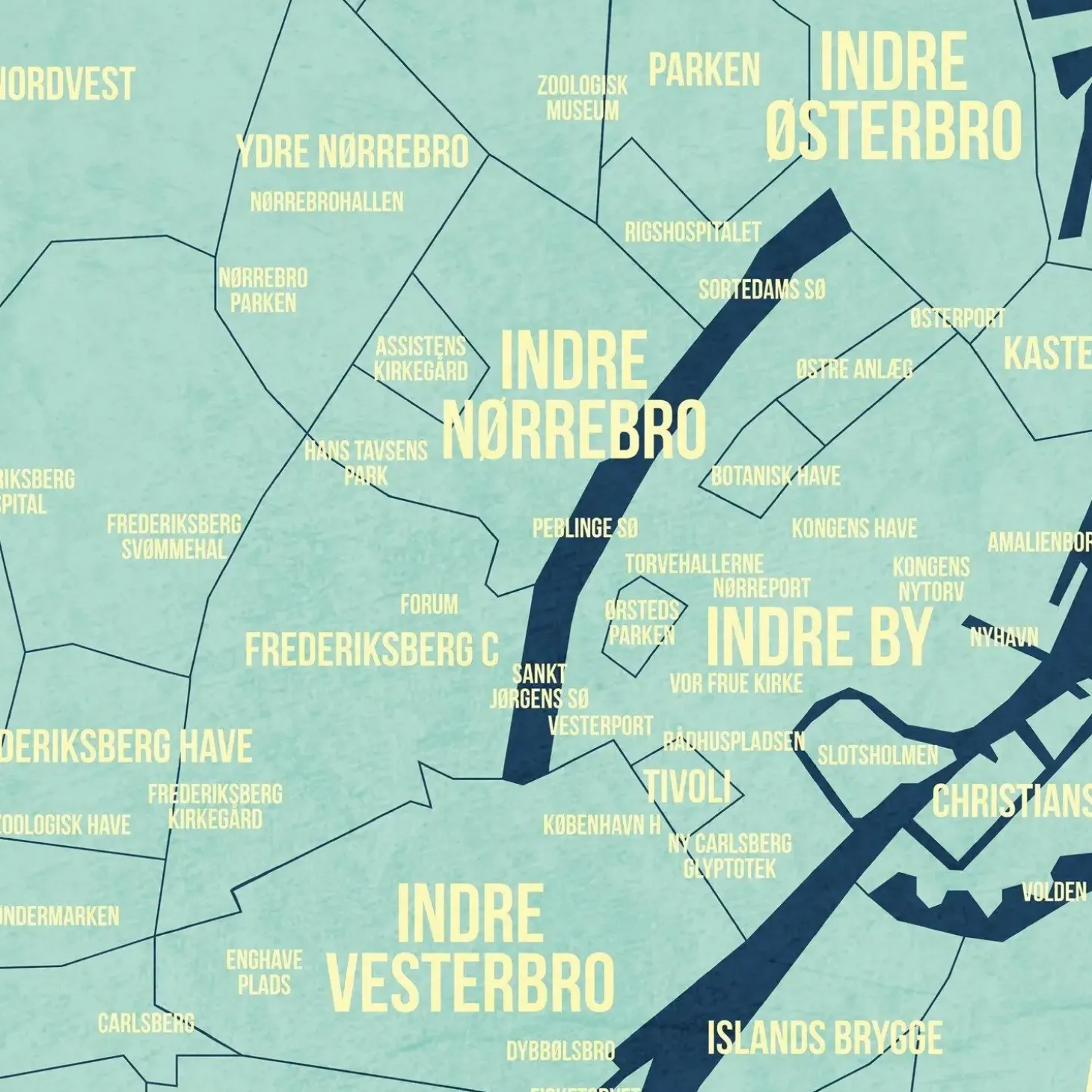 Enklamide - Typemap - København map - nat - 70x100 cm