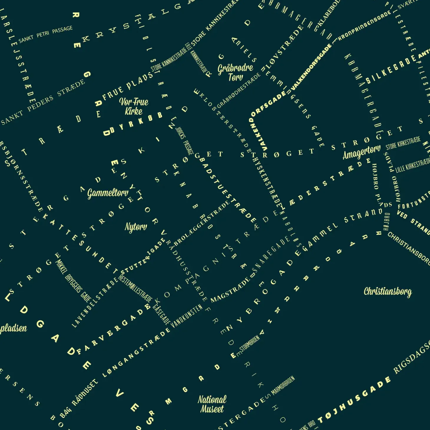 Enklamide - Typemap - København I - nat - 70x100 cm