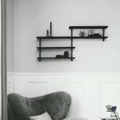 Gejst - NIVO B væghylde - Sort - Ask