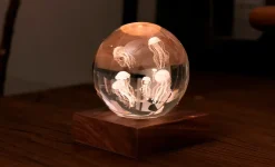 Gingko - Amber Crystal Light Bordlampe - 3D Jelly Fish