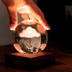 Gingko - Amber Crystal Light Bordlampe - 3D Laser Rain Cloud