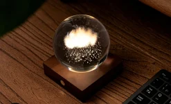 Gingko - Amber Crystal Light Bordlampe - 3D Laser Rain Cloud