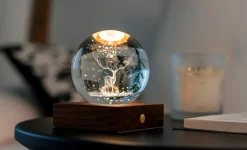 Gingko - Amber Crystal Light Bordlampe - 3D Laser stag