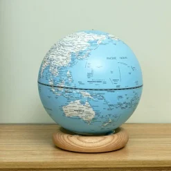Gingko - Atlas Globe Lamp - Lightblue Large White Ash base