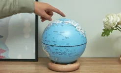Gingko - Atlas Globe Lamp - Lightblue Large White Ash base