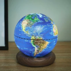 Gingko - Atlas Globe Lamp - Darkblue Mini Walnut base