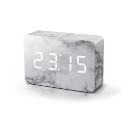 Gingko - Brick Click Clock Marble / White LED