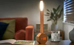 Gingko - Octagon One Plus Portable Alarm Clock Desk Light Cherry