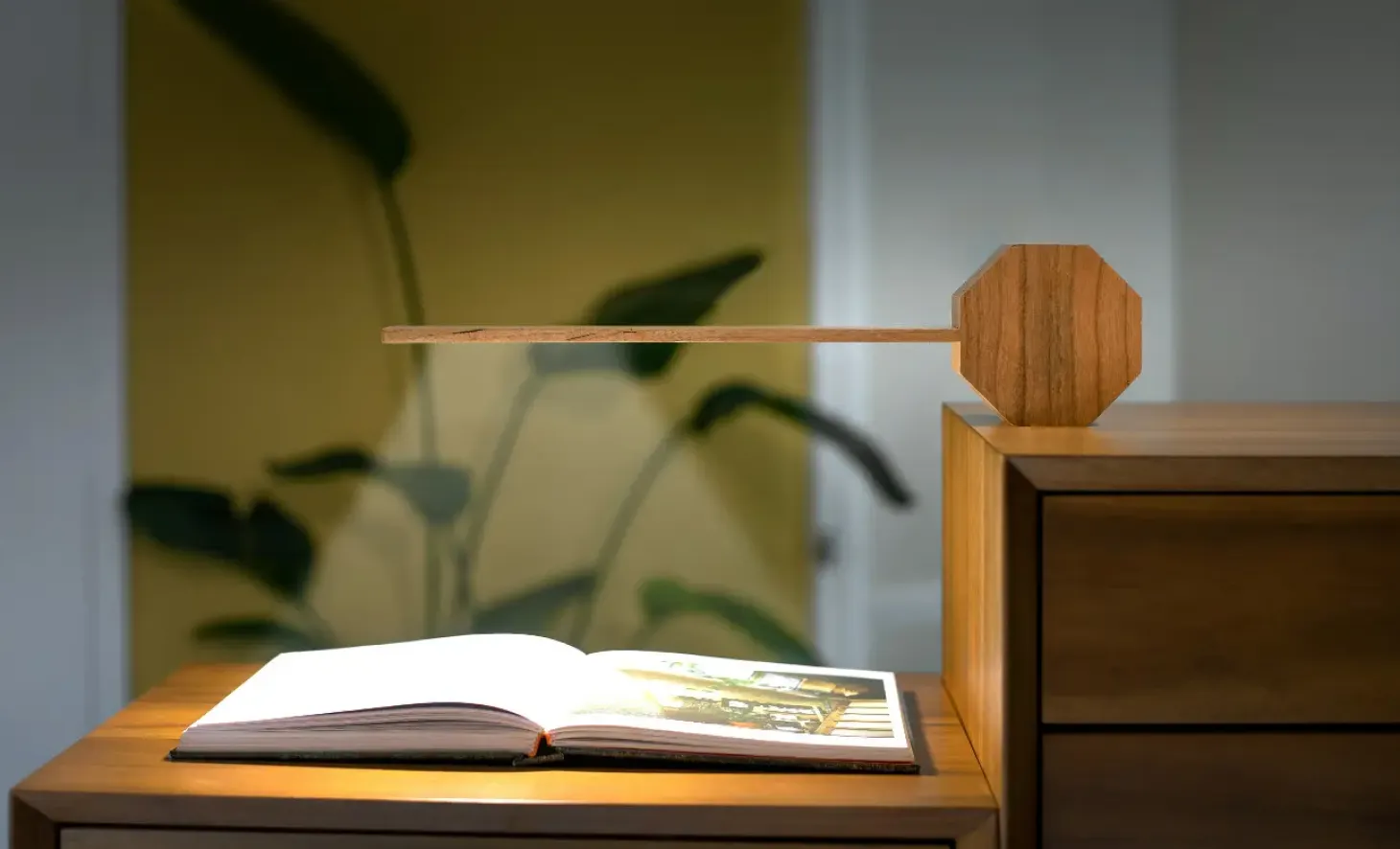 Gingko - Octagon One Plus Portable Alarm Clock Desk Light Cherry