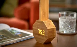 Gingko - Octagon One Plus Portable Alarm Clock Desk Light Bamboo