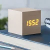 Gingko - Wooden Cube Click Clock Maple / Orange LED