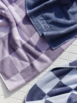 Hay - Check Hand Towel (Organic) - W50 x L90 - Steel Blue - Steel blue - 329