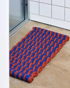 Hay - Coco dørmåtte - Stripe Wave - Brown & Navy - 40x80 cm