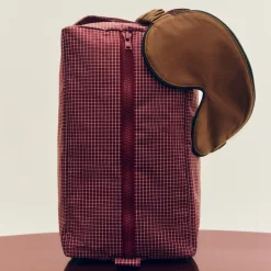 Hay - Grid Wash Bag - Medium - Burgundy