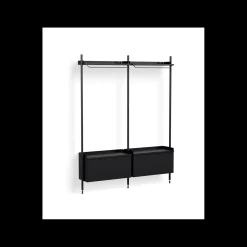 Hay - Reol - Pier System 1002 - 2 kolonner - Sort - 162 X 34 X 209 cm