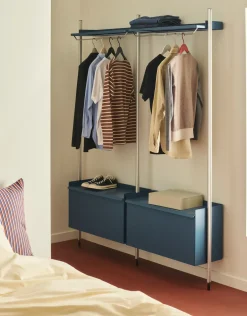 Hay - Reol - Pier System 1001 - 1 kolonne - Blå/Sort - 82 X 34 X 209 cm