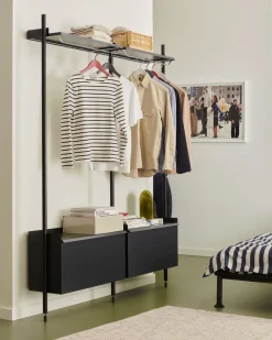 Hay - Reol - Pier System 1001 - 1 kolonne - Sort - 82 X 34 X 209 cm