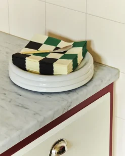 Hay - Servietter - Lunch - 20 stk. 33x33 cm - Off White/grøn/sort Tern