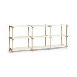 Hay - Woody Reol Shelving 2.0 Low - Hvid/Eg - 9 hylder
