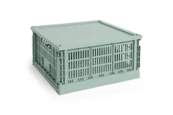 HAY Colour Crate Lid Plastic - Medium Square / Cube - Sage green