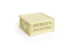 HAY Colour Crate Lid Plastic - Medium Square / Cube - Light yellow