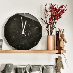 Hemverk - Marble Nero Vægur, Sølv Ø28